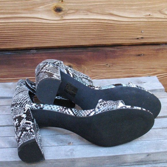 Jeffrey Campbell Snake Print Block Heel Sandals - Picture 8 of 8